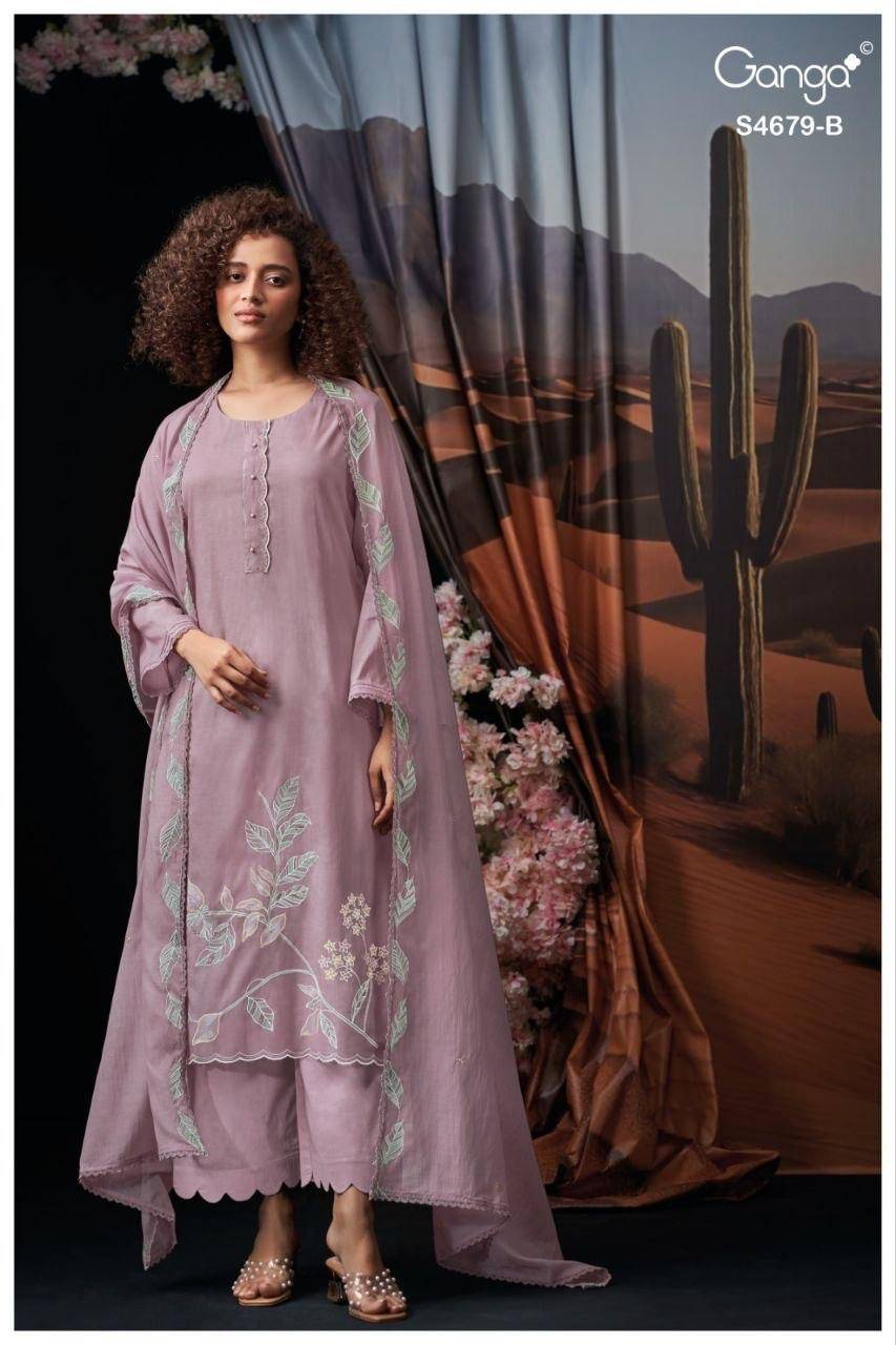 GIVRA 4679 By Ganga Fashion 4679-A To  4679-D Series Beautiful Festive Suits Stylish Colorful Fancy Casual Wear & Ethnic Wear PREMIUM PURE MUL SOLID Print Dresses At Wholesale Price